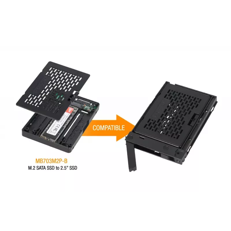 HDD Cage Icy Dock MB742TP-B yleismallinen muovi 134 mm leveä