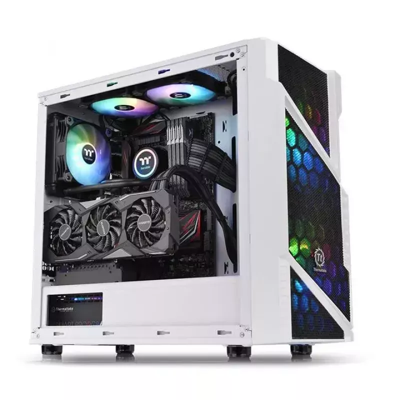 PC-kotelo Thermaltake Commander C31 TG Snow ARGB Edition Midi Tower musta, valkoinen