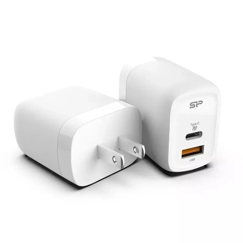 Silicon Power QM25 30W seinälaturi kahdella liitännällä, USB-C ja USB-A, valkoinen (SP30WASYQM252PCW)