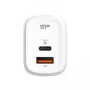Silicon Power QM25 30W seinälaturi kahdella liitännällä, USB-C ja USB-A, valkoinen (SP30WASYQM252PCW)