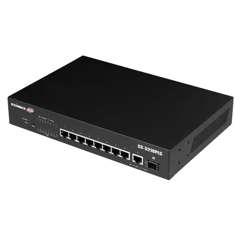 Hallittava kytkin Edimax GS-5210PLG 8 porttia Gigabit Ethernet PoE musta