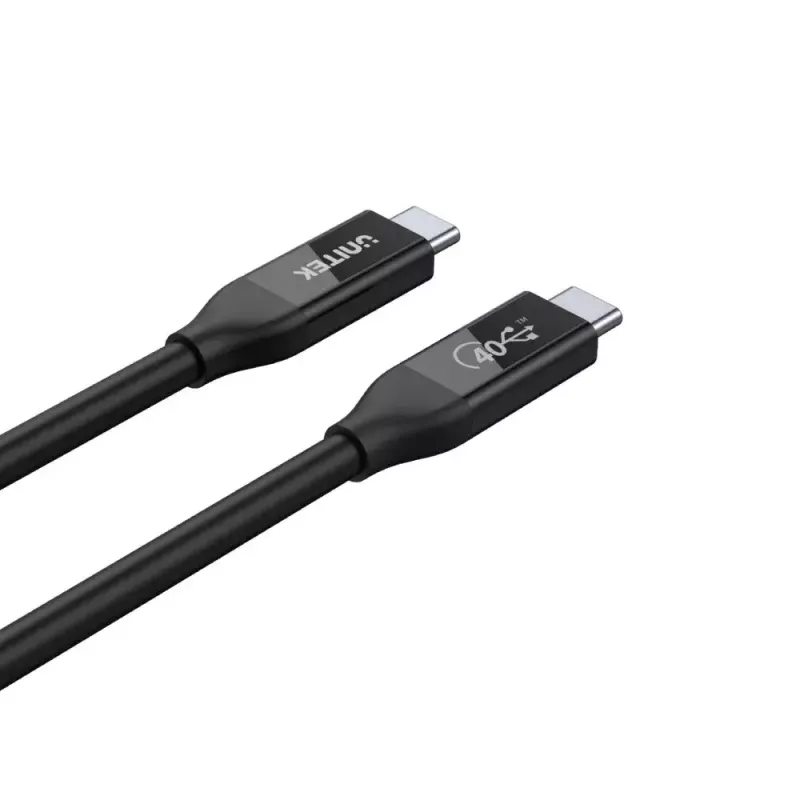 USB4 Gen 2x2 USB-C-kaapeli Unitek C14100BK-0.8M — 0,8 m, USB-C - USB-C, 40 Gbit/s, musta
