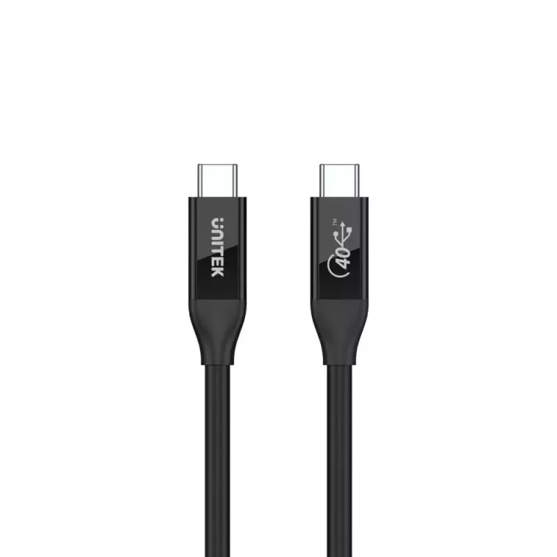 USB4 Gen 2x2 USB-C-kaapeli Unitek C14100BK-0.8M — 0,8 m, USB-C - USB-C, 40 Gbit/s, musta