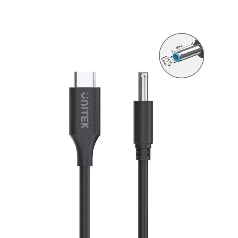 Virtakaapeli UNITEK C14117BK-1.8M USB C DC 1,8 m 20 V 3,25 A