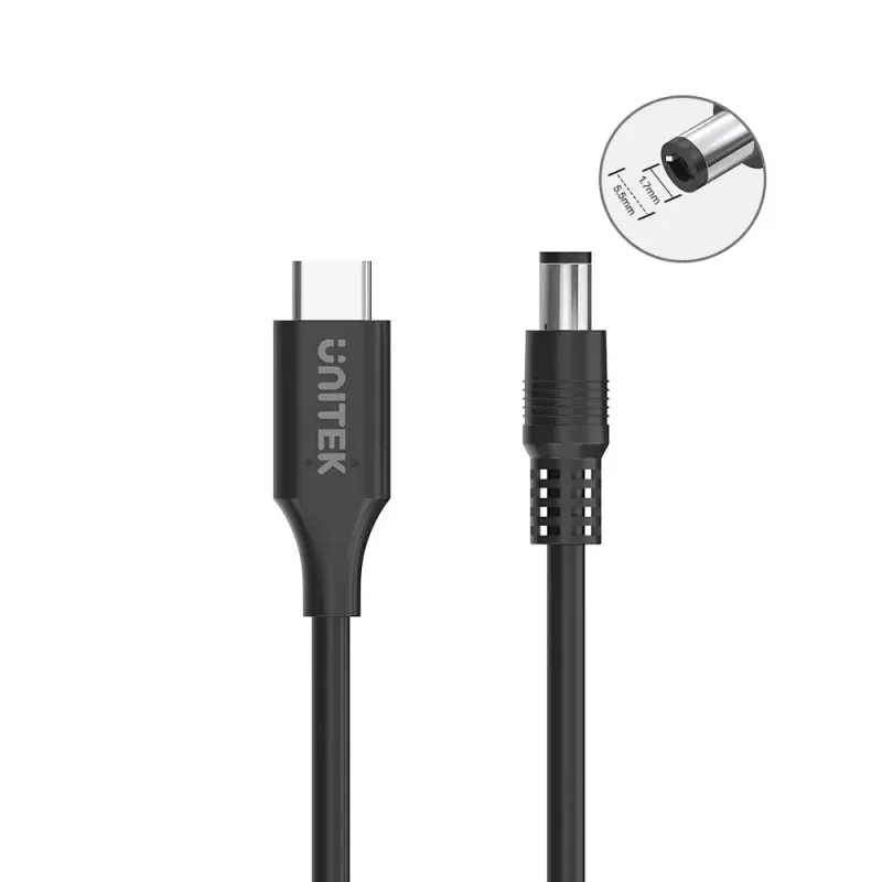 Virtakaapeli UNITEK C14119BK-1.8M 1.8m USB C DC 20V 3.25A