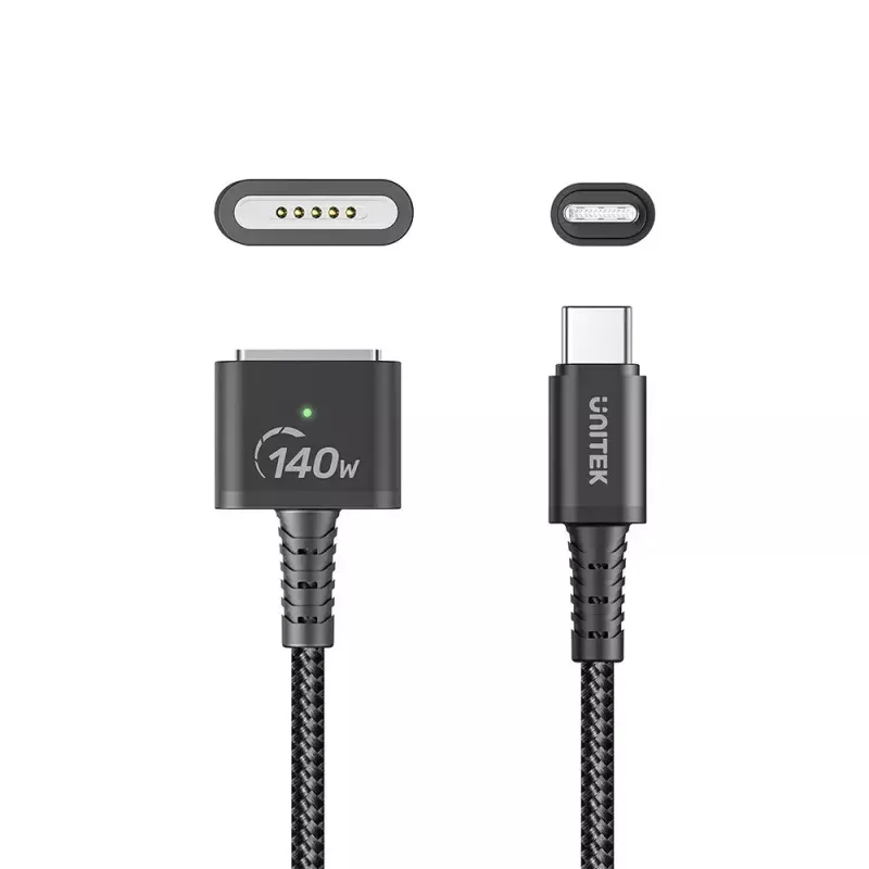 Virtakaapeli UNITEK C14121BK-1M musta MagSafe 3 USB C 1m 28V 5A