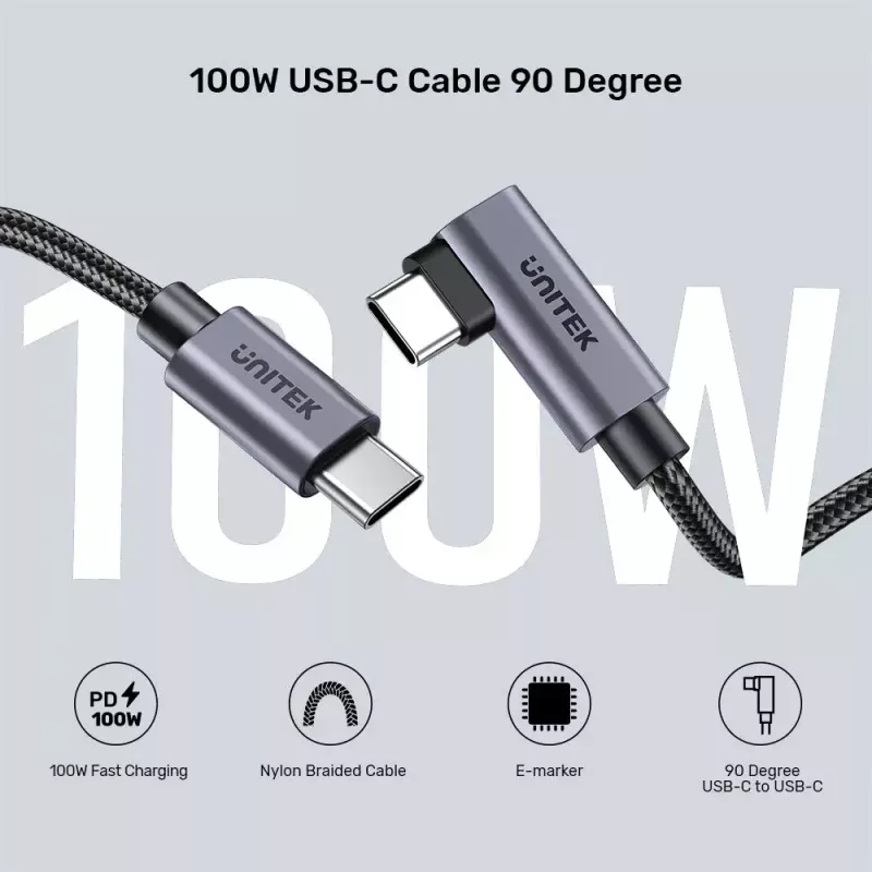 USB-kaapeli UNITEK C14123BK-1M 1 m USB 2.0 musta harmaa