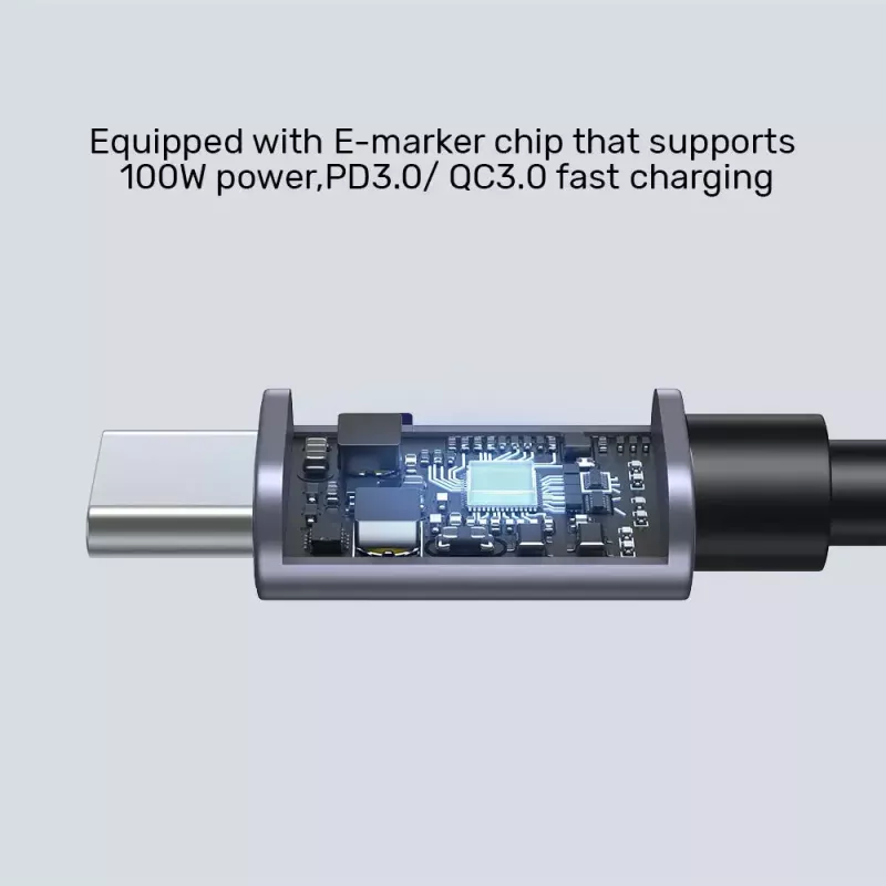 USB-kaapeli UNITEK C14123BK-3M USB 2.0 USB-C 3 m musta harmaa