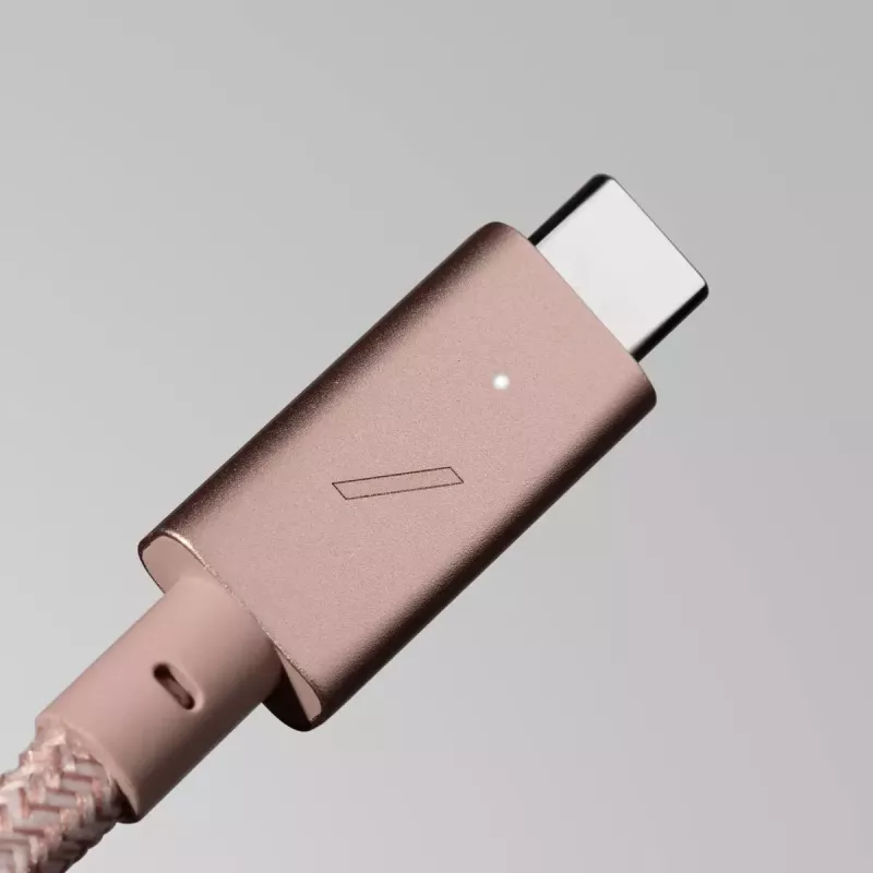 Native Union Belt Cable Pro USB-C - USB-C, 2,4 m, LED-näyttö, Rose
