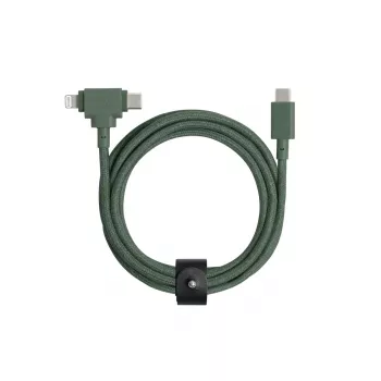 USB-C–USB-C / Lightning -kaapeli Native Union Belt Cable Duo, 1,5 m, vihreä