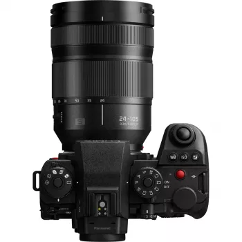 Peilitön kamera Panasonic Lumix DC-S1R II 24–105mm objektiivilla, 47,3MP täysikoko