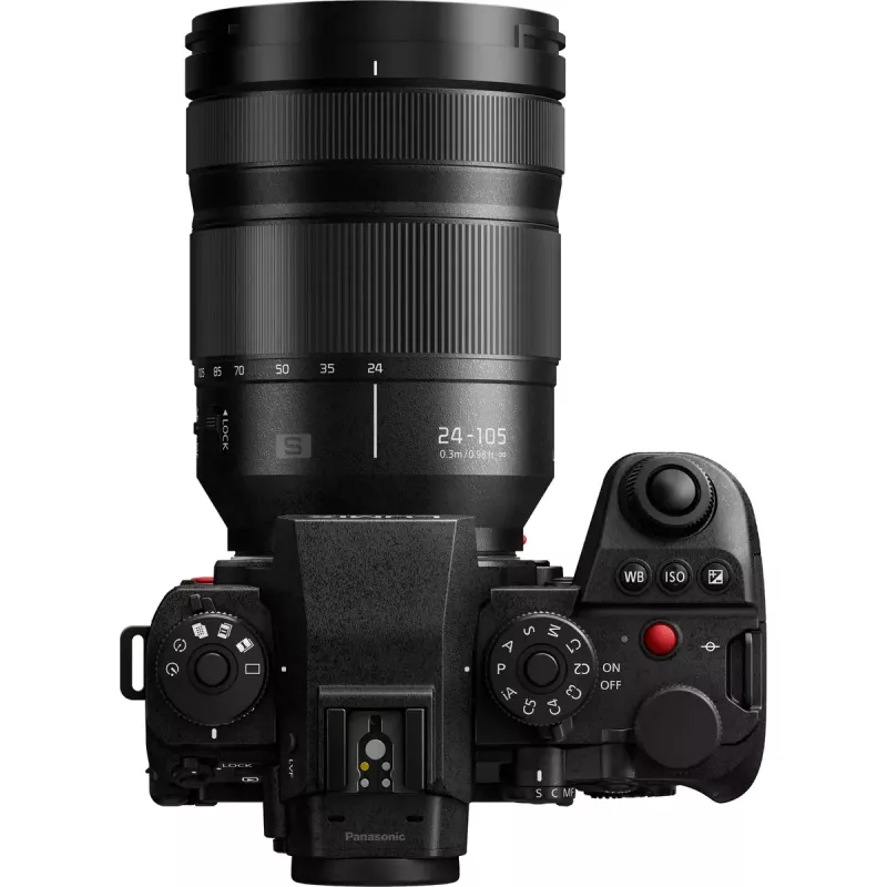 Peilitön kamera Panasonic Lumix DC-S1R II 24–105mm objektiivilla, 47,3MP täysikoko