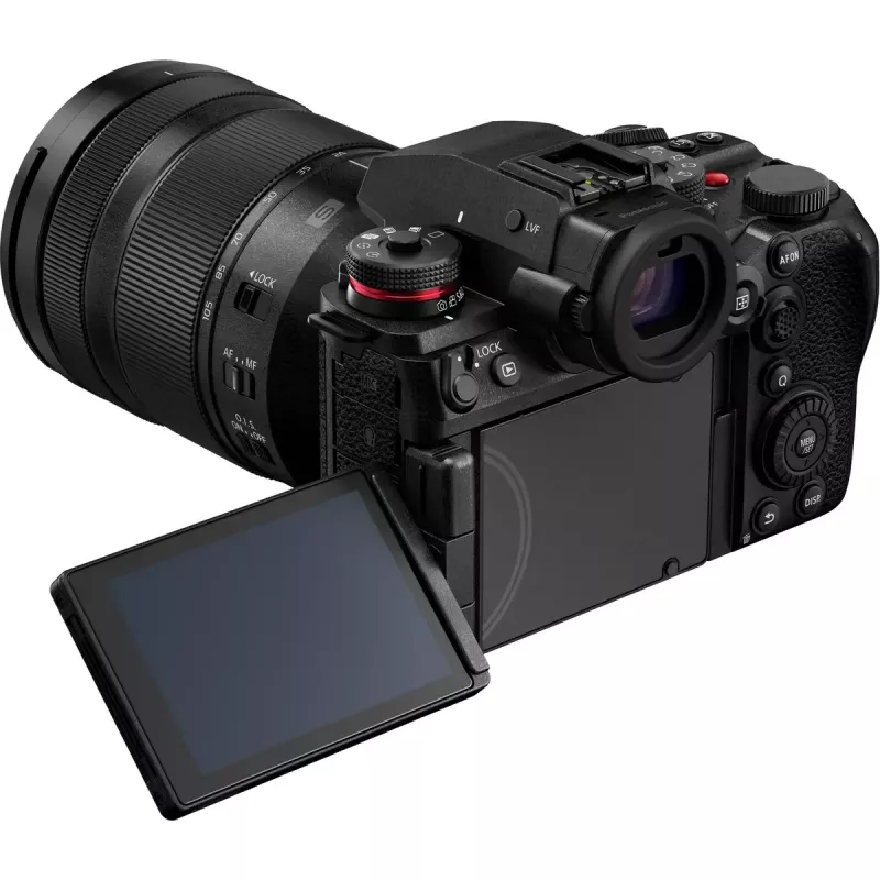Peilitön kamera Panasonic Lumix DC-S1R II 24–105mm objektiivilla, 47,3MP täysikoko