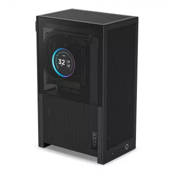 PC-kotelo NZXT H2 Flow Small Form Factor (SFF) — Mini-ITX, 2x 2,5 tuuman paikat, karkaistu lasi, musta, 181×263×435 mm