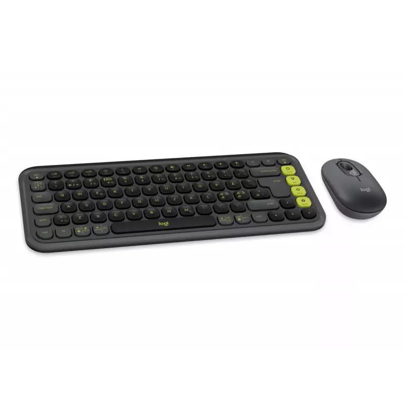 Näppäimistö-hiiri-yhdistelmä Logitech POP Icon QZERTY Bluetooth Mini grafiitti vihreä