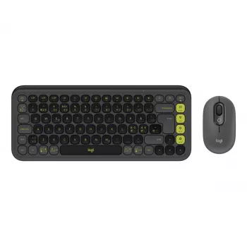 Näppäimistö-hiiri-yhdistelmä Logitech POP Icon QZERTY Bluetooth Mini grafiitti vihreä