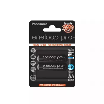 Uudelleenladattava AA-paristo Panasonic BK-3HCDE/2BE 2500mAh 1,2V, 2 kpl