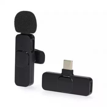 Langaton ladattava USB-C-lavaliermikrofoni Nedis MICW110BK