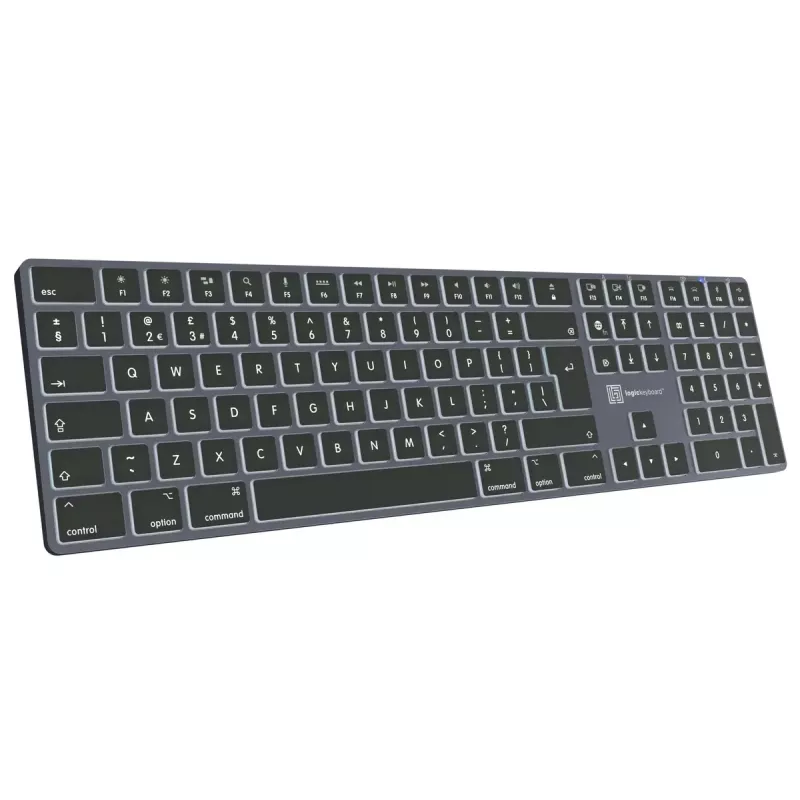 LogicKeyboard SKB-TM-UK täysikokoinen näppäimistö USB + Bluetooth, QWERTY UK English, Titanium