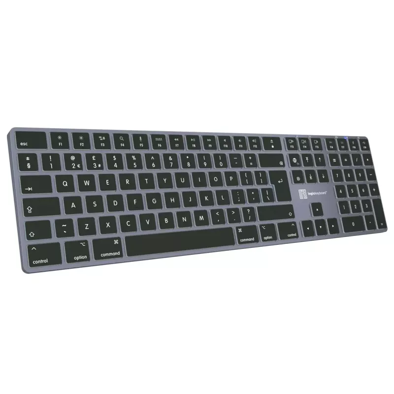 LogicKeyboard SKB-TM-UK täysikokoinen näppäimistö USB + Bluetooth, QWERTY UK English, Titanium