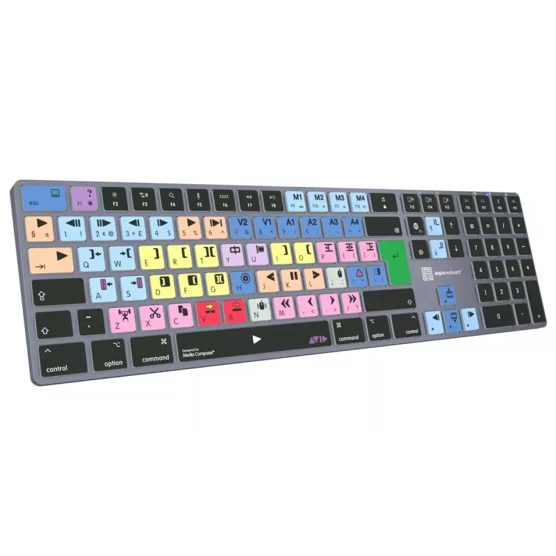 Täysikokoinen Bluetooth-näppäimistö LogicKeyboard LKB-MCOM4-TM — QWERTZ saksalainen asettelu, 109 näppäintä, Titanium harmaa