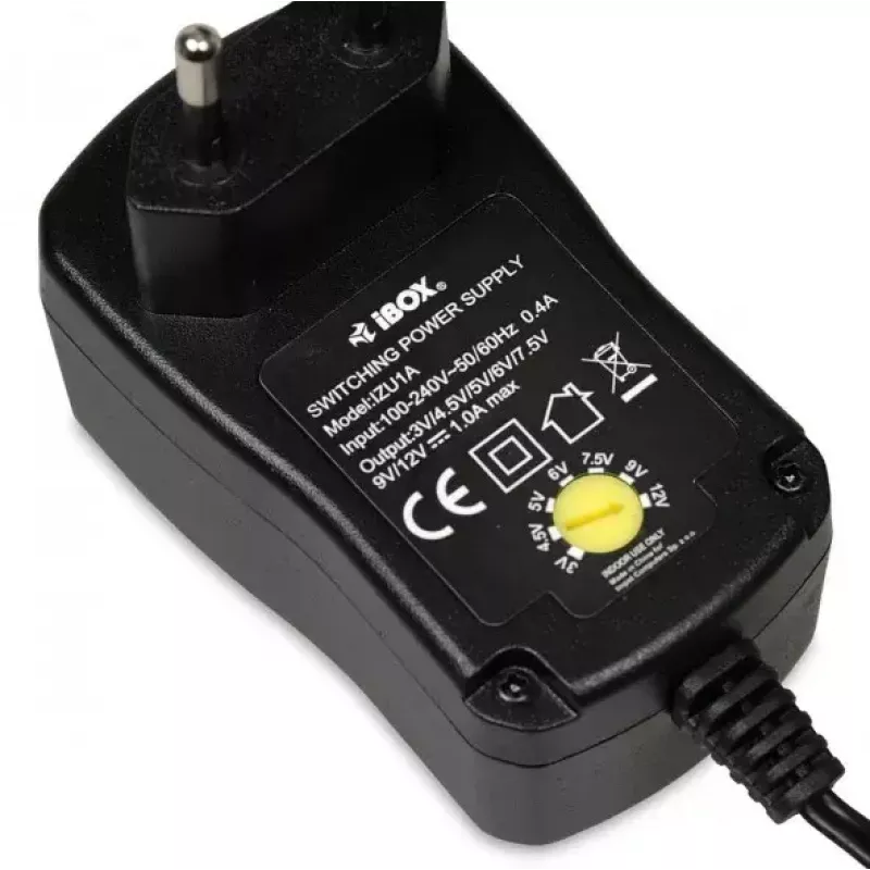 Virtalähde IBOX IZU1A sisäkäyttöön 100–240 V musta, 75×35×43 mm