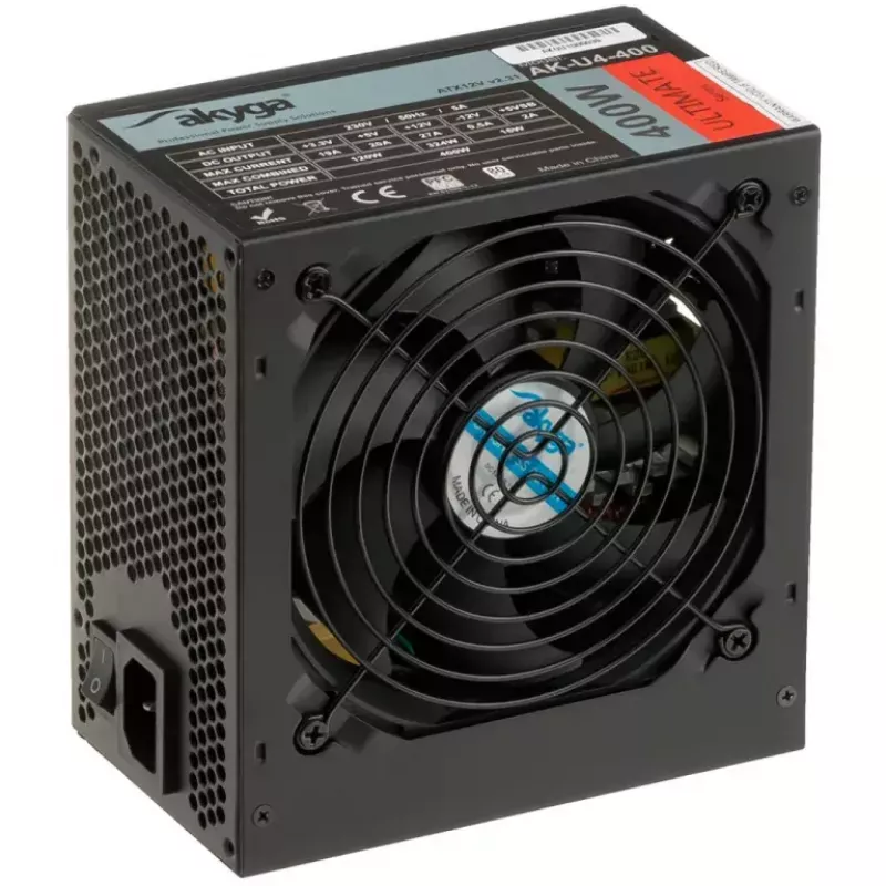 Akyga AK-U4-400 Ultimate 400 W ATX-virtalähde, 80 PLUS Bronze, aktiivinen PFC, 120 mm tuuletin
