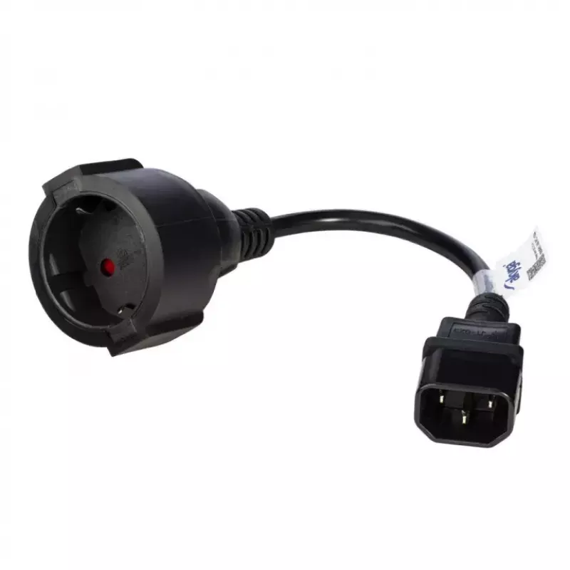 Akyga AK-PC-10A virtasovitinkaapeli IEC C14 - suojakosketinpistorasia (CEE 7/3), 10 A, 0,15 m, musta