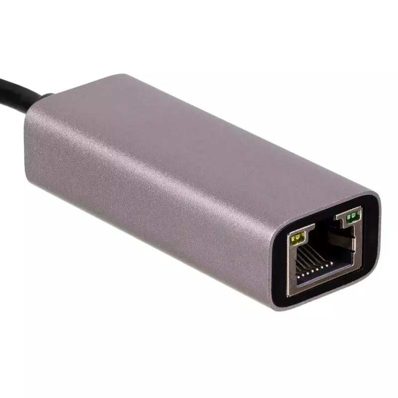 Akyga AK-AD-65 USB-C - Gigabit Ethernet -sovitin, RJ45, 15 cm, hopea