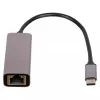 Akyga AK-AD-65 USB-C - Gigabit Ethernet -sovitin, RJ45, 15 cm, hopea