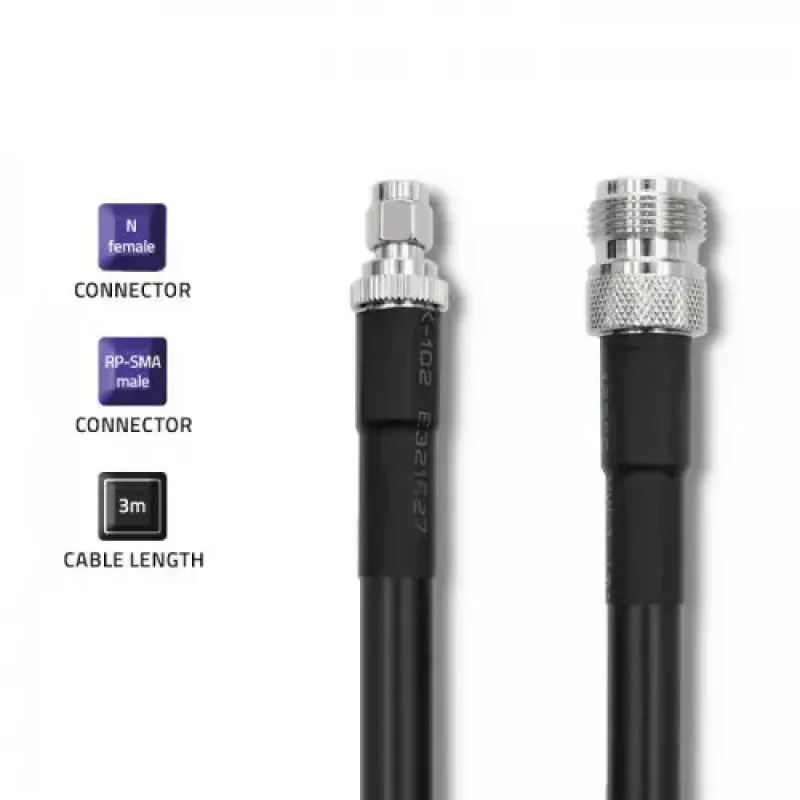 Koaksiaalikaapeli Qoltec 57028 N-tyyppi RP-SMA LMR400 5 m musta