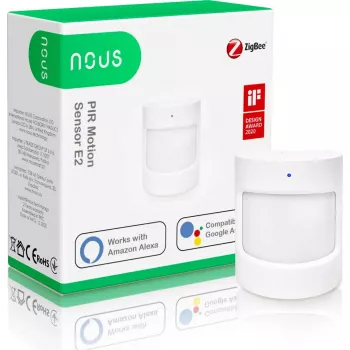 Liiketunnistin Nous E2 ZigBee PIR, tunnistusalue 8 m, tunnistuskulma 120°