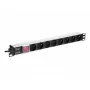 Virranjakoyksikkö NETRACK 125-19-02, 19 inch 1U, 230 V 16 A, 8 pistorasiaa, alumiini