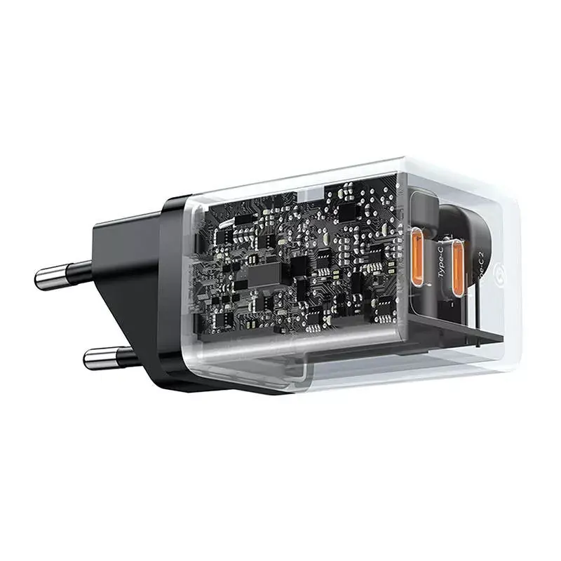 Baseus seinälaturi GaN5 40 W, 2x USB-C (musta)