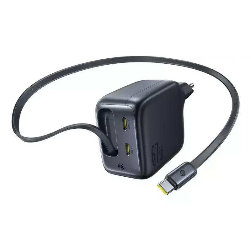 Laturi Baseus EnerCore CJ11 pikalaturi 3C 67W — 3× USB-C, AC-tulo, musta