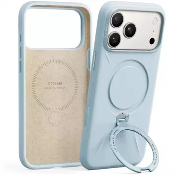 Puhelinkotelo Torras Ostand Spin Softune Series iPhone 17 Pro:lle vaaleansininen