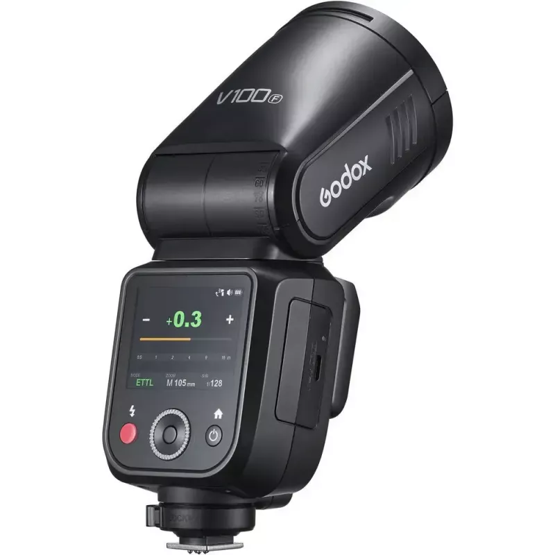 Salama Godox V100-F Fujifilmille — kannettava litiumioni-kiinnityssalama