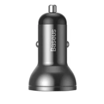 Auto-USB-laturi Baseus AB2XUSBAKBK — 2× USB 2.0, 4,8 A, savukkeensytyttimen virtalähde, musta/harmaa
