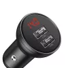 Auto-USB-laturi Baseus AB2XUSBAKBK — 2× USB 2.0, 4,8 A, savukkeensytyttimen virtalähde, musta/harmaa