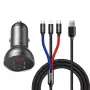 Auto-USB-laturi Baseus AB2XUSBAKBK — 2× USB 2.0, 4,8 A, savukkeensytyttimen virtalähde, musta/harmaa