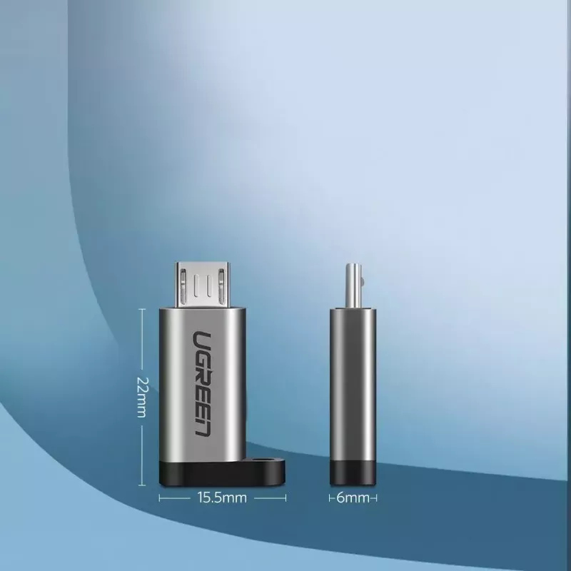 UGREEN USB-C - micro USB -sovitin, harmaa