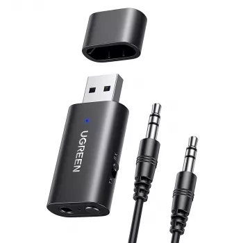 UGREEN Bluetooth-audiosovitin UGR1207BLK Bluetooth 5.1 3,5 mm AUX-lähdöllä