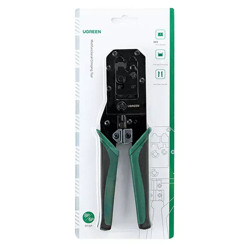 Puristuspihdit UGREEN NW136 Ethernet RJ45/UTP-kaapeleille, musta/vihreä