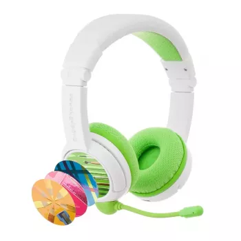 BuddyPhones School+ – johdollinen & langaton Bluetooth, USB-C, korvan ympäri, 20–20000 Hz, 147 g, vihreä/valkoinen