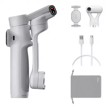 Gimbal Insta360 Flow 2 Standard Bundle — 3-akselinen älypuhelinvakain, taittuva, 1100 mAh akku, Stone Gray