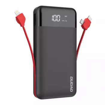 Varavirtalähde Dudao K1Pro 20000 mAh 15 W 4 sisäänrakennetulla kaapelilla, musta