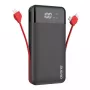 Varavirtalähde Dudao K1Pro 20000 mAh 15 W 4 sisäänrakennetulla kaapelilla, musta