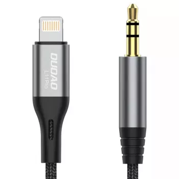 DUDAO audiokaapeli Lightning - miniliitin 3,5 mm, 1 m, harmaa L11PRO