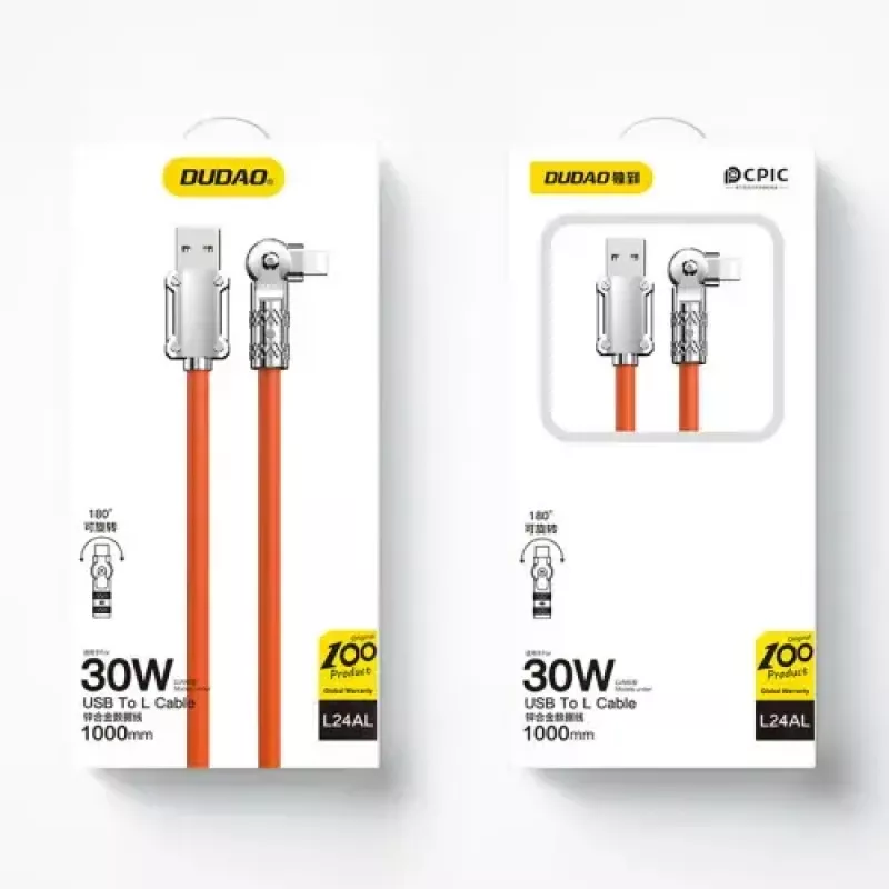 USB–Lightning-kaapeli Dudao L24AL — 1 m, USB-A–Lightning, oranssi