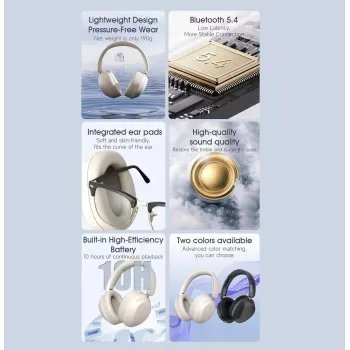 On-ear langattomat kuulokkeet Dudao X22 Max Bluetooth 5.4 ANC musta